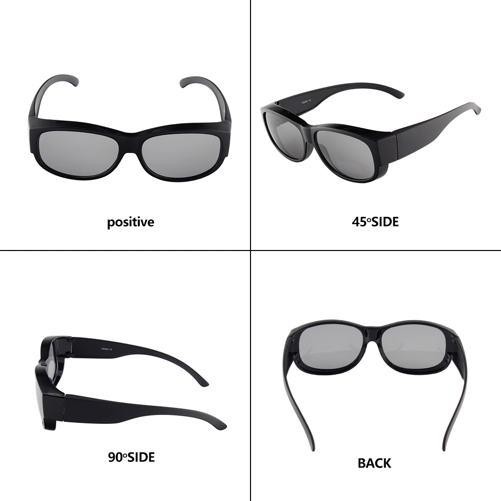 Black Frame Oval Shape Polarized Fit Over Sunglasses