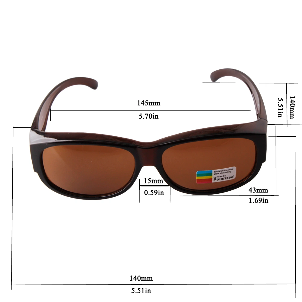 Black Frame Oval Shape Polarized Fit Over Sunglasses