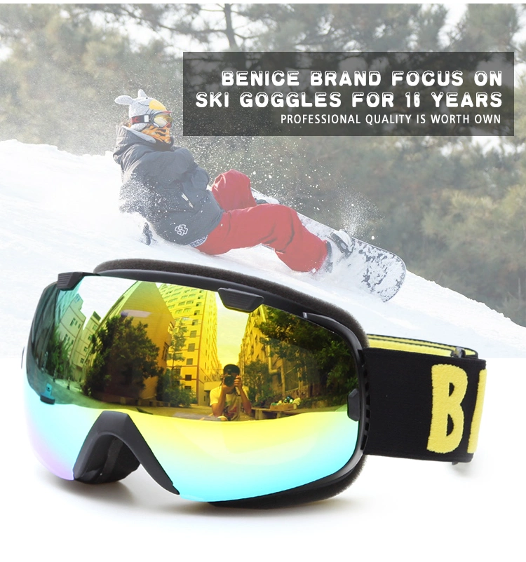 Ce FDA Certificate Snow Boarding Goggles Anti-Fog UV400 Ski Glasses for Adult