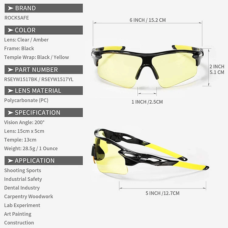Fashion Polycarbonate Impact Scratch Resistant Wrap-Around UV Protective Construction Safety Google Glasses