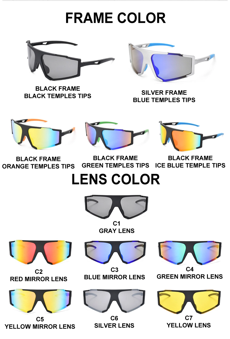 Wholesale Protective Sports Sunglasses UV400 Mirror Lens Cycling Glasses Fashion Driving Fishing Sun Glasses