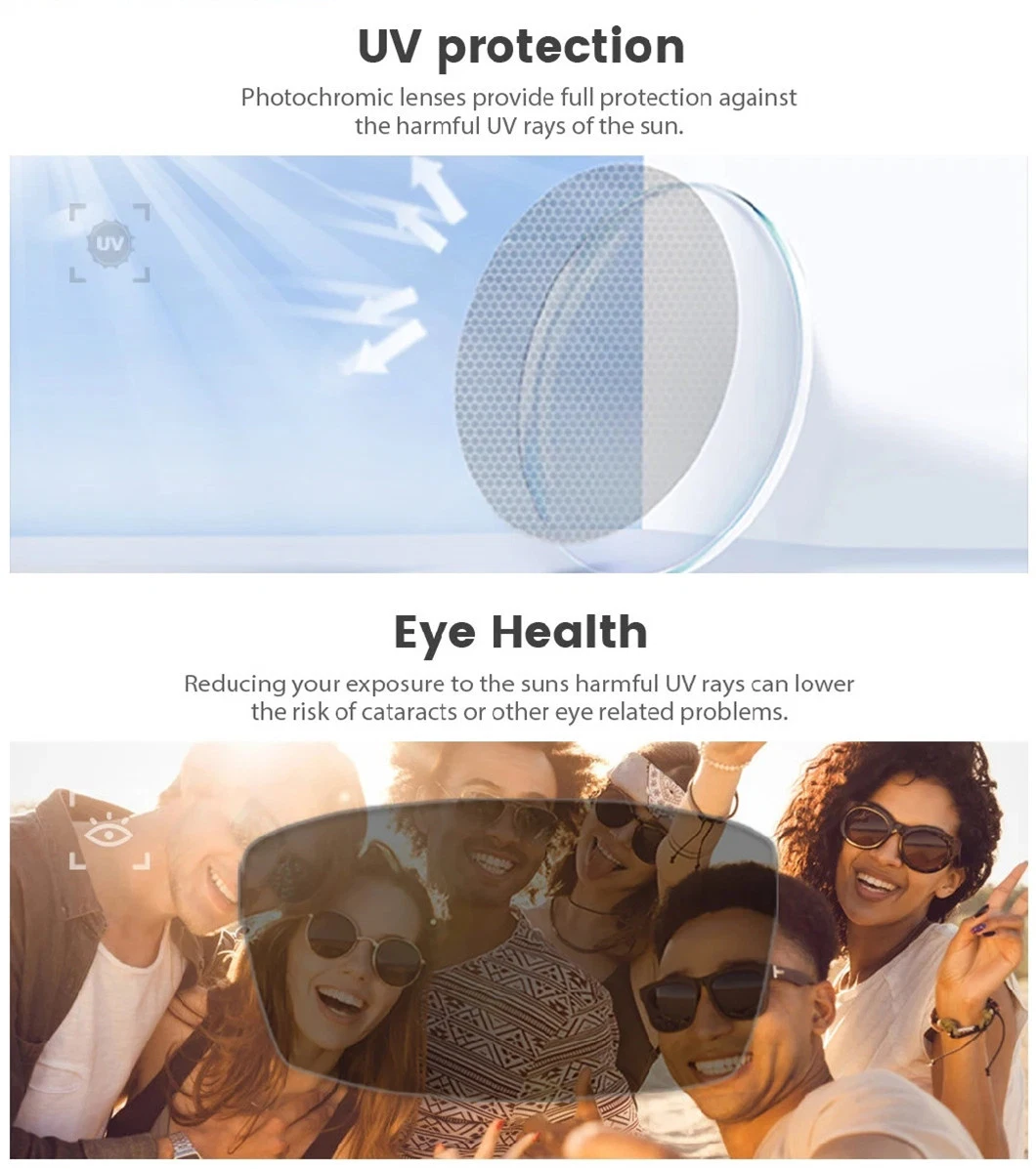 China Transition 1.59 Index PC Photochromic Lens Ophthalmic Lenses Cr39 Transition Lenses