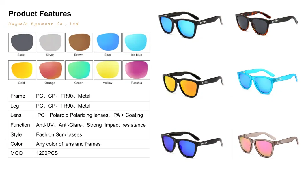 Big Size Sunglasses Single Vision Fashionable Plastic Eyewear