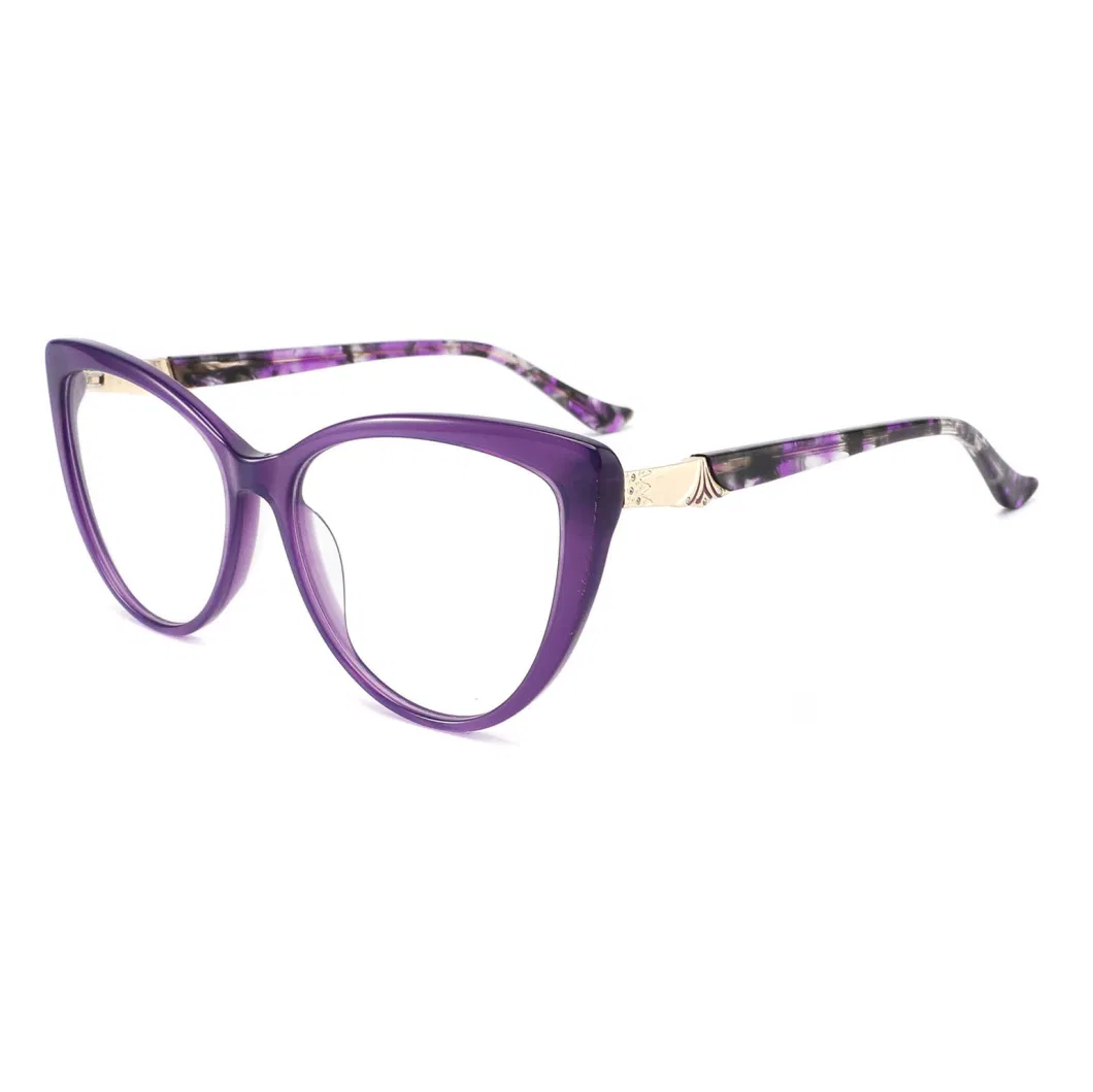 Retro Cat Eye Lovely Acetate Graceful Unique Pattern Clear Vision Transparent Frame Eyewear Optical Frames