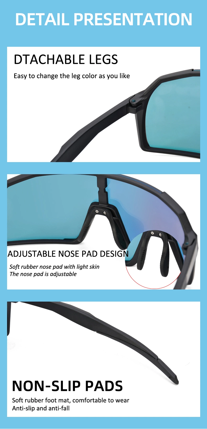 Hot Selling UV400 Kids Mountain Bike Glasses Outdoor Polarized Sport Sunglasses