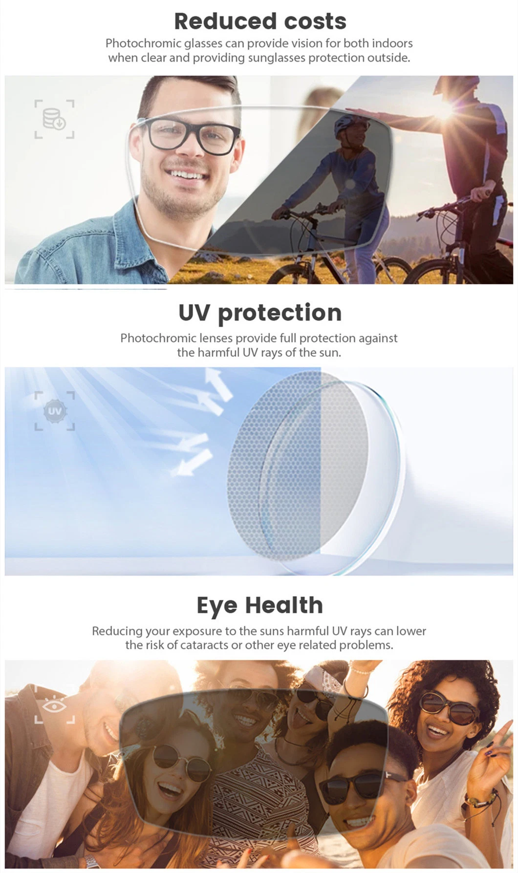 Factory Price 1.59 Anti Reflective Single Vision Eyeglasses Lens Photogrey Prescription Lenses