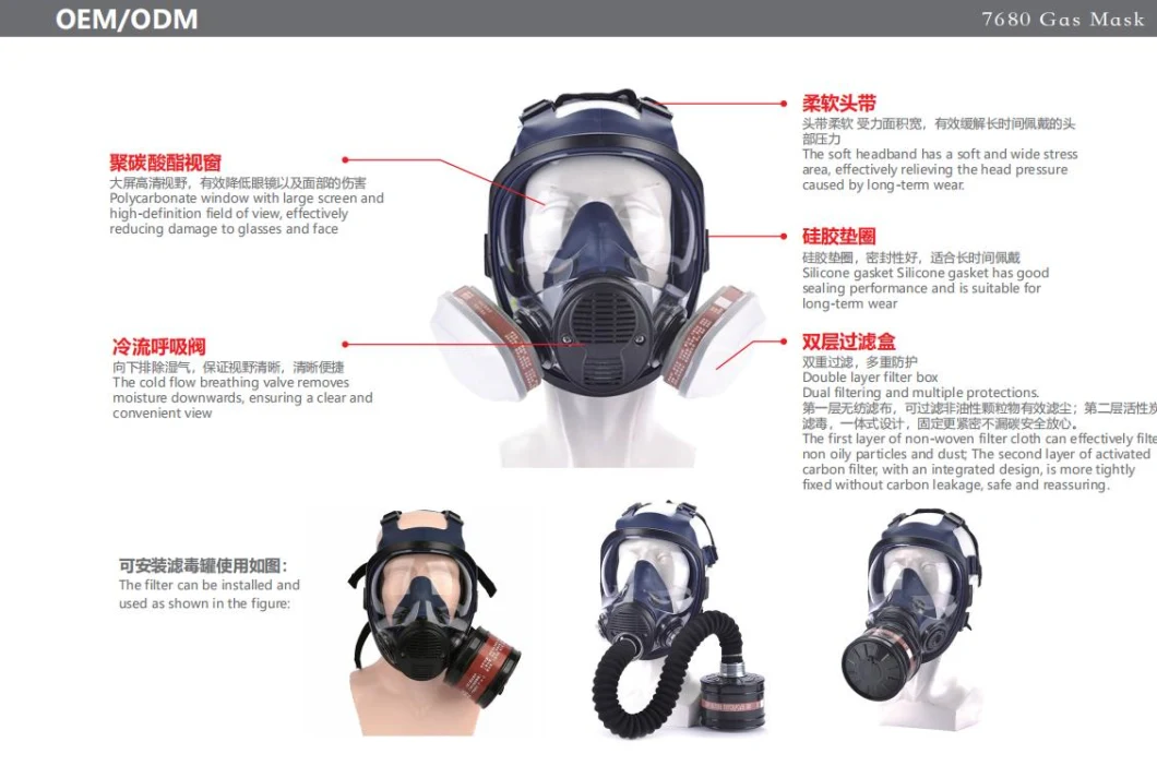 New Design Full Face Mask Respirator Lens Anti-Fog Large View Light Weight