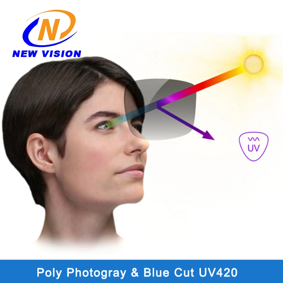 Finished PC / Poly Blue Cutting UV++ Photogrey/ Hmc/ Optical Lens