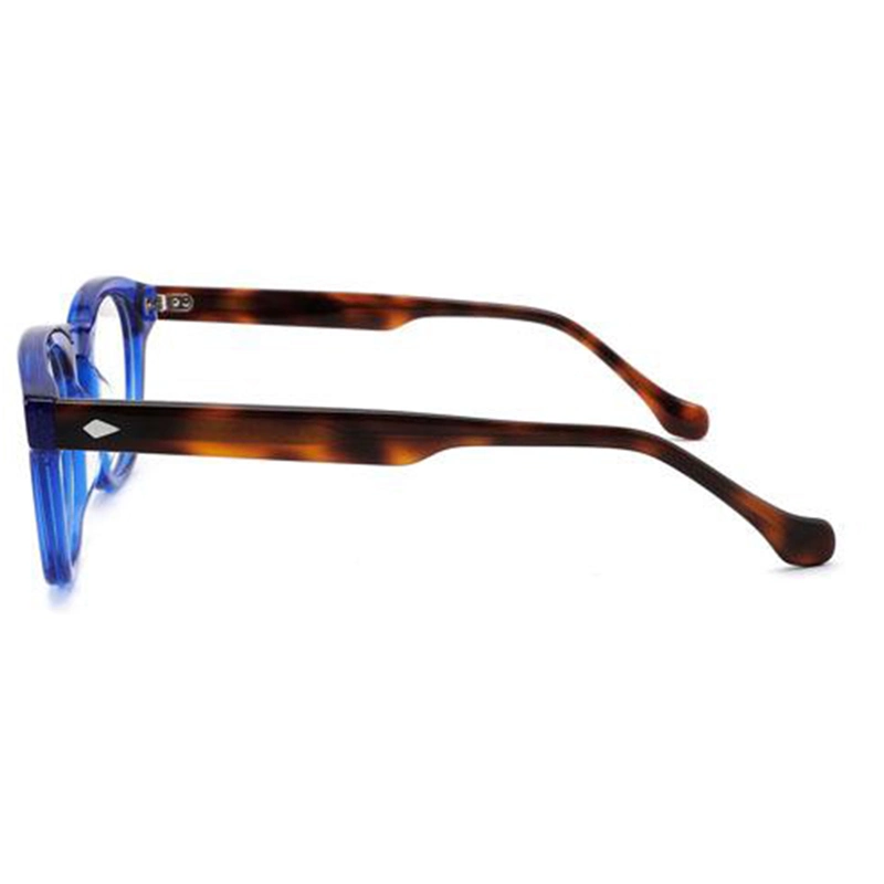 Bright Blue Frame Acetate High Quality Demi Round Frame Claer Lenses Vision Fashion Unique Optical Frames