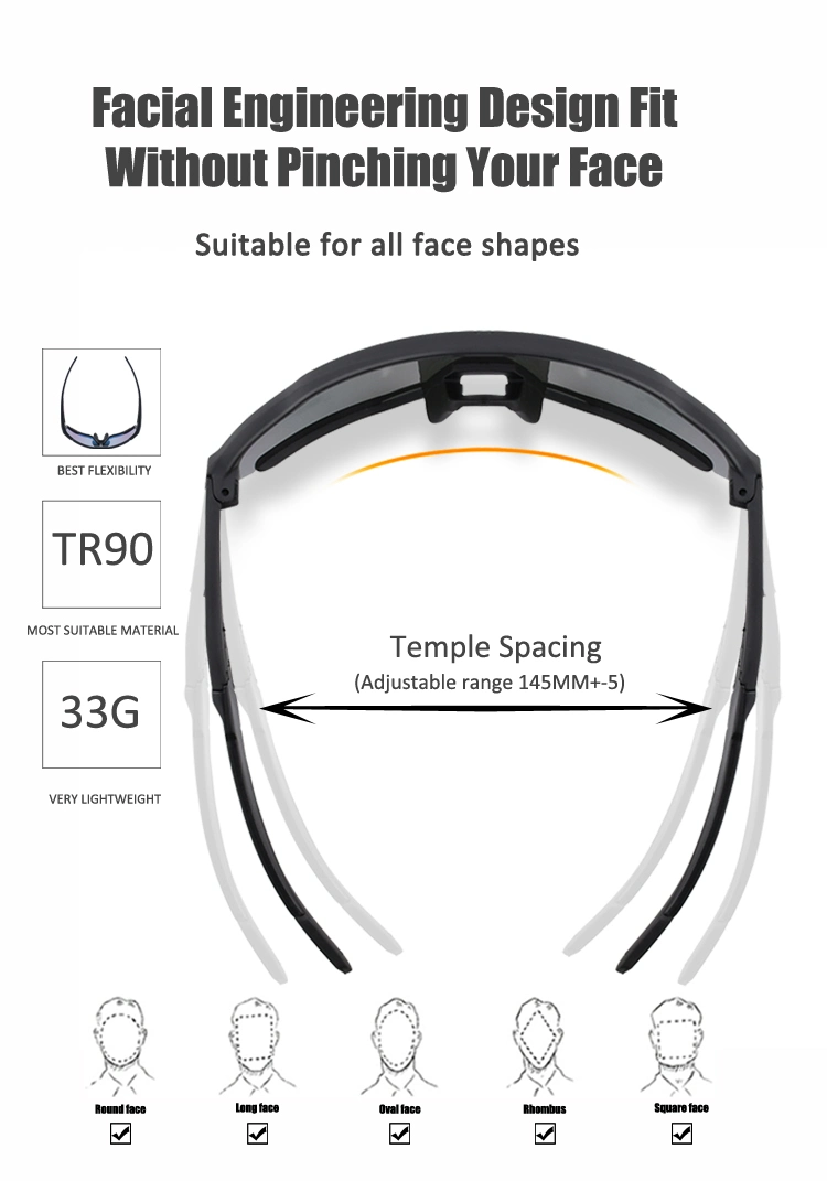 New Fshion Design UV400 Oversize Photochromic Cycling Sun Shades Baseball Sport Sunglasses