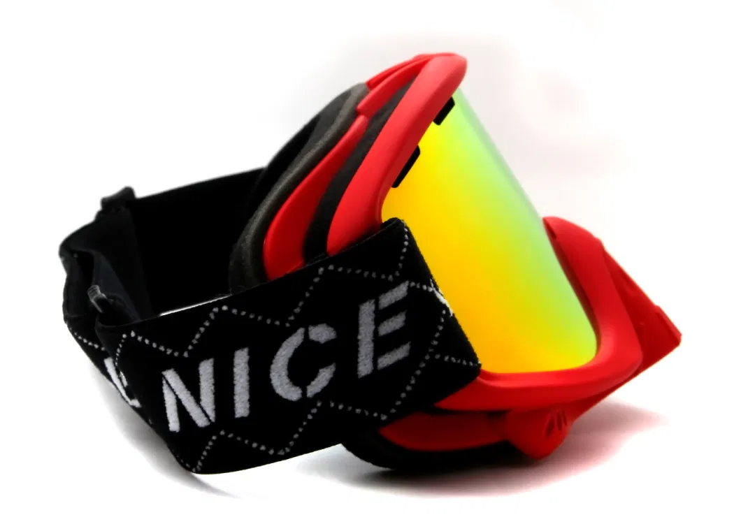 Full UV-Protection Double PC Lens Snow Glasses with Removable Nose Guard Ski Goggles