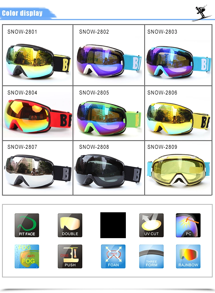 Ce FDA Certificate Snow Boarding Goggles Anti-Fog UV400 Ski Glasses for Adult