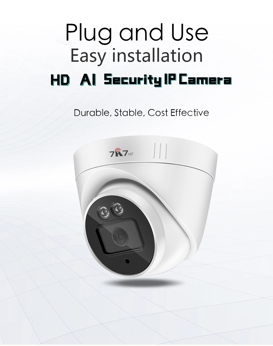 5MP Starlight Ai Dome Camera, Smart IP Wired Poe Camera, IP66, Ik10 Protection, Vehicle and Human Detection, Built-in Mic, Fixed Lens 2.8mm, All-in-One Function