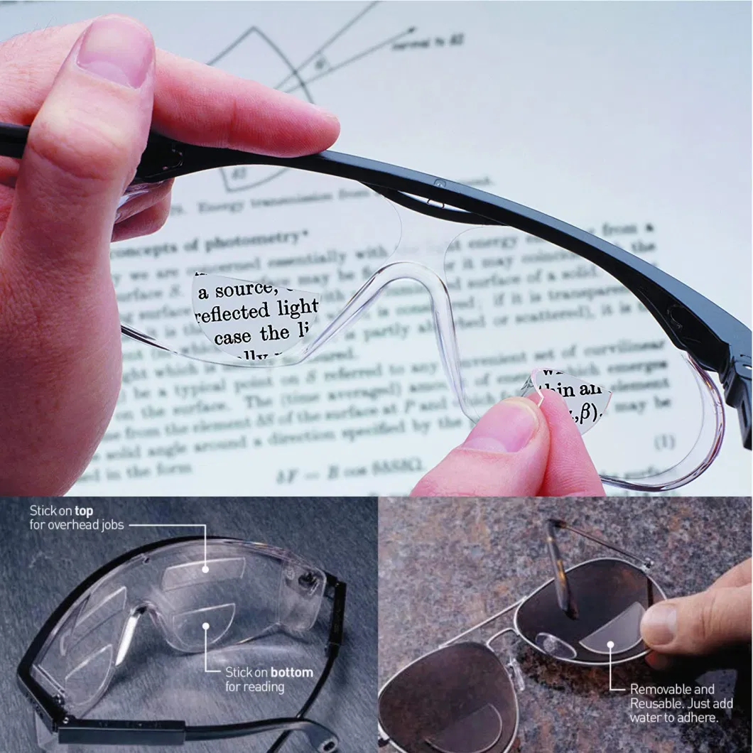 Hot Selling Stick on Bifocal Reading Magnifying Adhesive Lenses Plano Convex Lens with Case