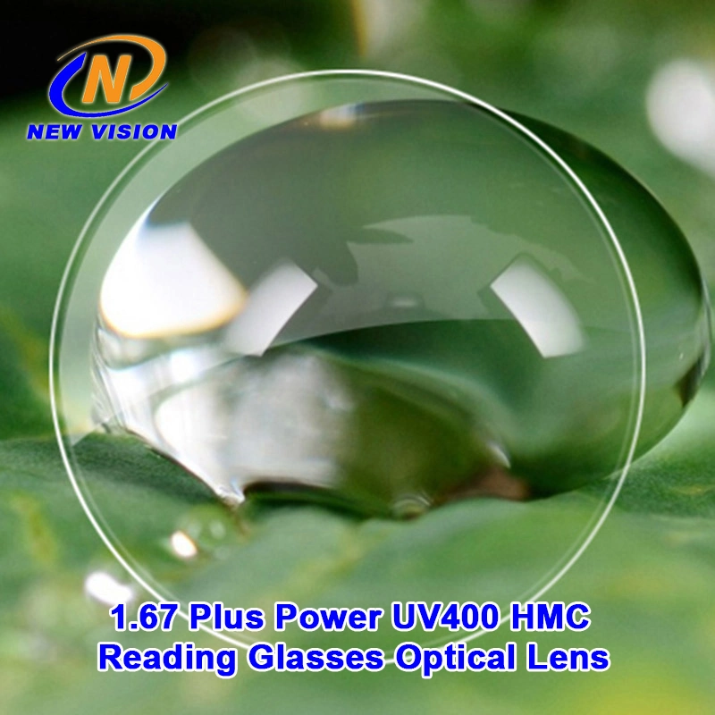 High Index 1.67 Plus Power UV400 Hmc Optical Lens Reading Glasses Lens