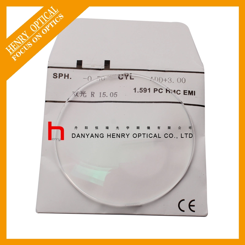 1.591 Flat Top Photochromic Gray PC Optical Lens Hmc