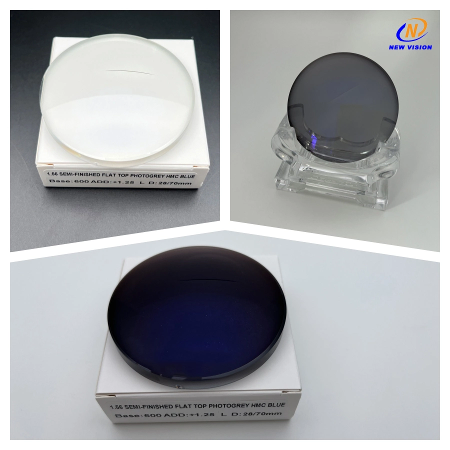 1.56 Semi-Finished Flat Top Bifocal Pgx Blue Blocker Hmc Blue Optical Lens