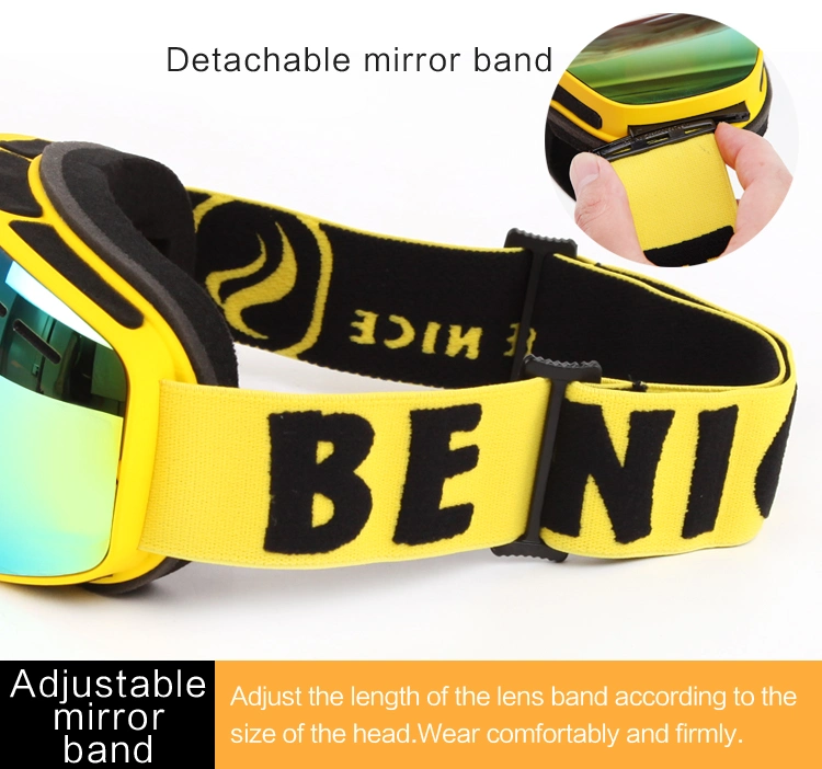 BSCI CE Certificated Snow Goggles Ski Glasses OEM Logo Dual Lens Anti-Fog