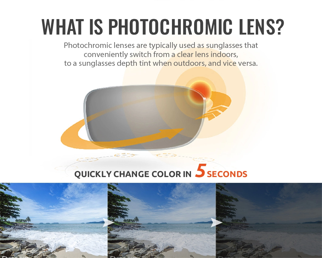 1.56 Index Ar Coating Photochromic Lens with Transition Film