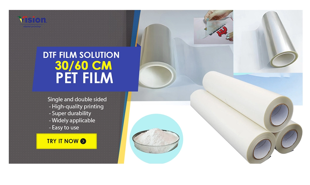 Single/Double Side Hot Cold Peel 60cm A3 Dtf Transfer Pet Film for Digital T-Shirt Printing Machine Dtf Printer