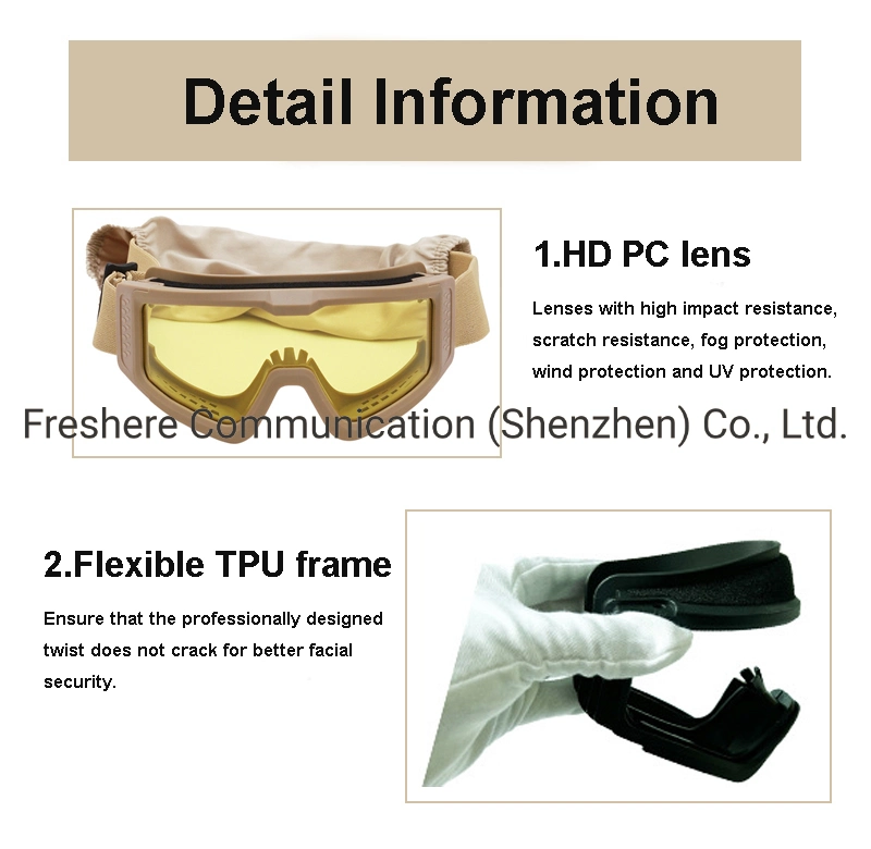 3 Lens Tactical Goggles Shooting Glasses Motorcycle Windproof Safety Protective Goggles Hiking Eyewear