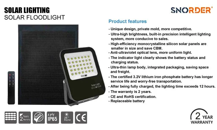 300W China Made Modern Best-Selling Solar Floodlight IP65 Outdoor Solar Lighting Uses Anti-Ultraviolet Optical Lens