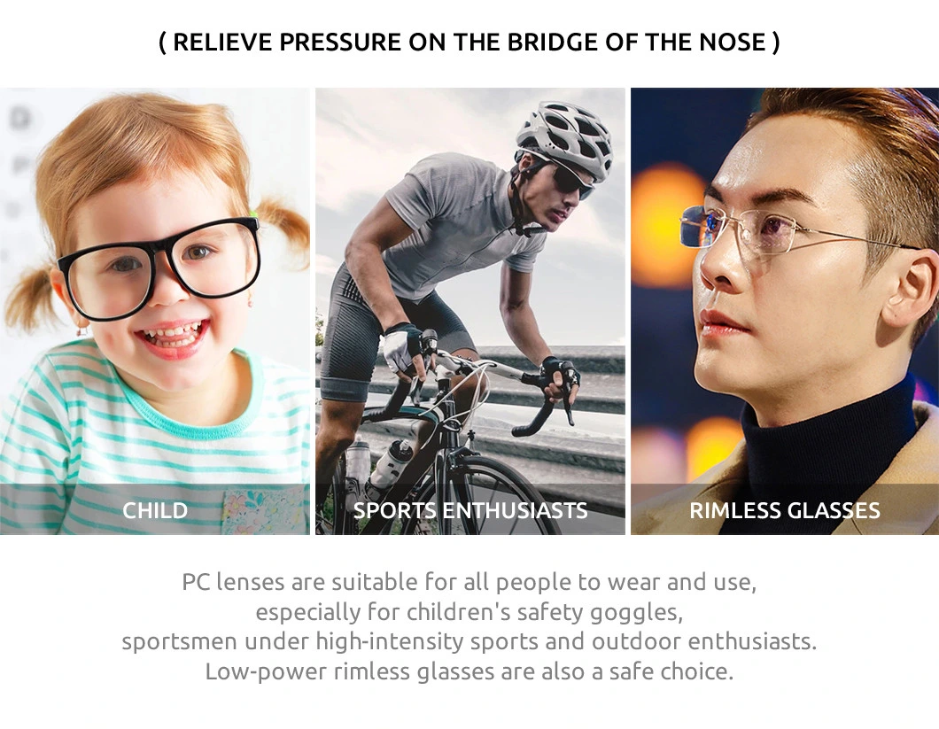 Single Vision Prescription Lenses Eyeglasses 1.59 PC Lens PC Blue Cut UC Hc Hmc Lens Polycarbonate Lenses