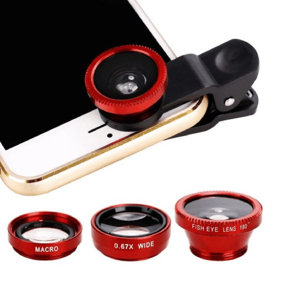 Clip 3-in-1 Wide Angle Macro Lens Camera Kits Mobile Fish Eye Lens for iPhone Xr Xs / Max