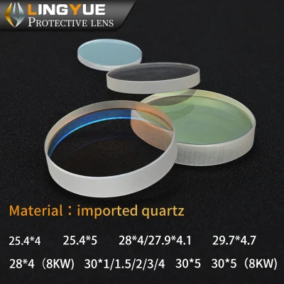 Lente protettiva laser lenti ottiche rivestite in materiale al quarzo supporto Stomized Lenti piatte con trasmittanza della luce superiore al novantacinque per cento