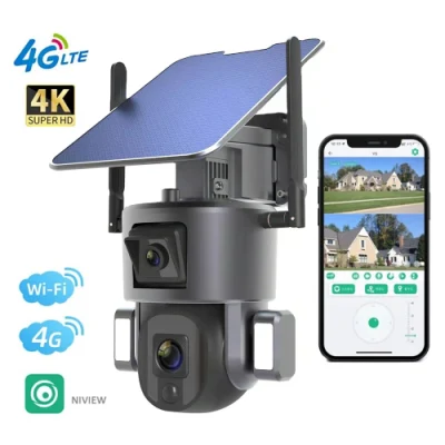 Telecamera wireless CCTV a energia solare 4G/WiFi con zoom ottico 10X a doppio obiettivo Camaras De Seguridad