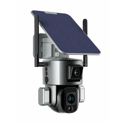 Telecamera wireless CCTV a energia solare 4G/WiFi con zoom ottico 10X a doppio obiettivo Camaras De Seguridad