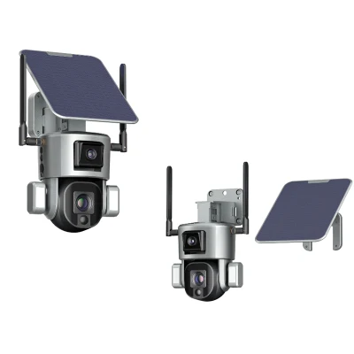 Telecamera wireless CCTV a energia solare 4G/WiFi con zoom ottico 10X a doppio obiettivo Camaras De Seguridad