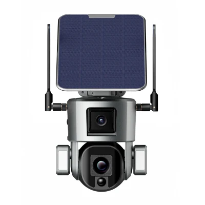 Telecamera wireless CCTV a energia solare 4G/WiFi con zoom ottico 10X a doppio obiettivo Camaras De Seguridad