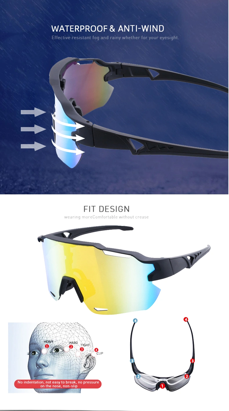 Tr90 Frame Windproof Road Bike Shades Unisex Anti UV Running and Hiking Sport Sunglasses