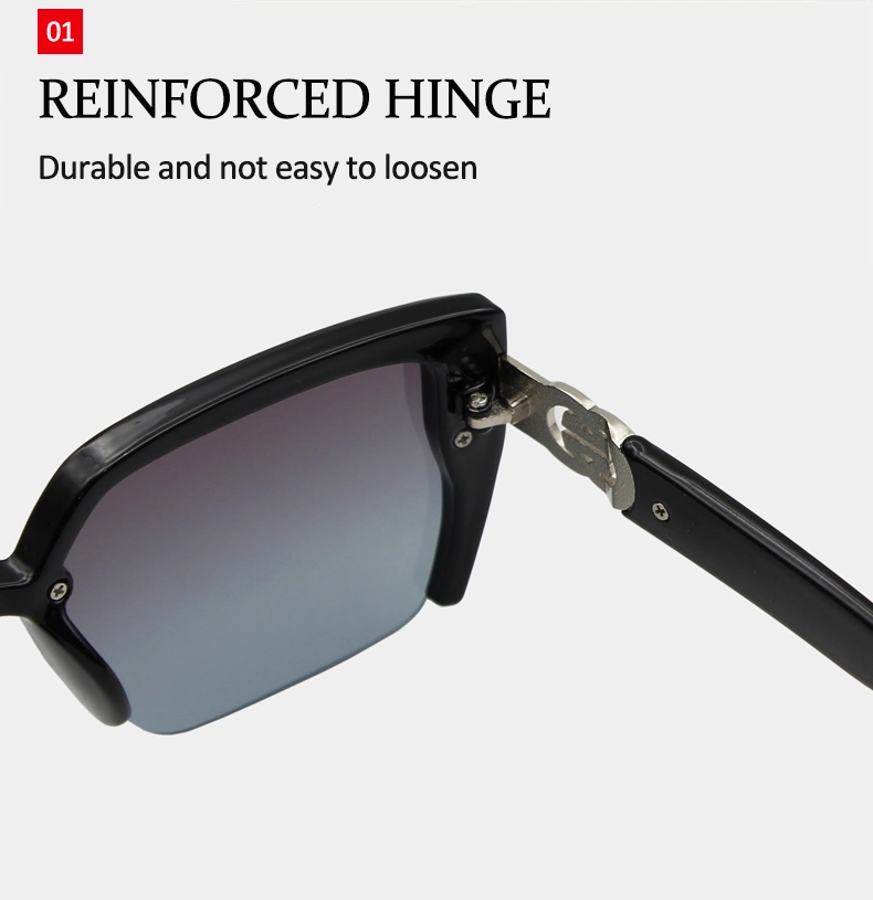 Metal Decoration One-Piece Hinge Fashion Unisex Square Glasses China Manufacture Polarized Sunglasses