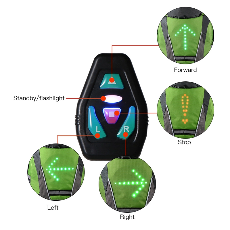 LED Wireless Turn Signal Light Guiding Light Reflective Luminous Vest