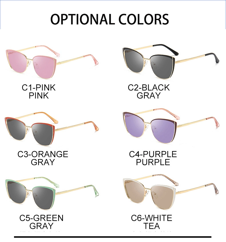 2023 New Arrivals Popular Colorful Design Intelligent Photochromic Metal Cat Eye Frame Optical Blue Light Blocking Glasses