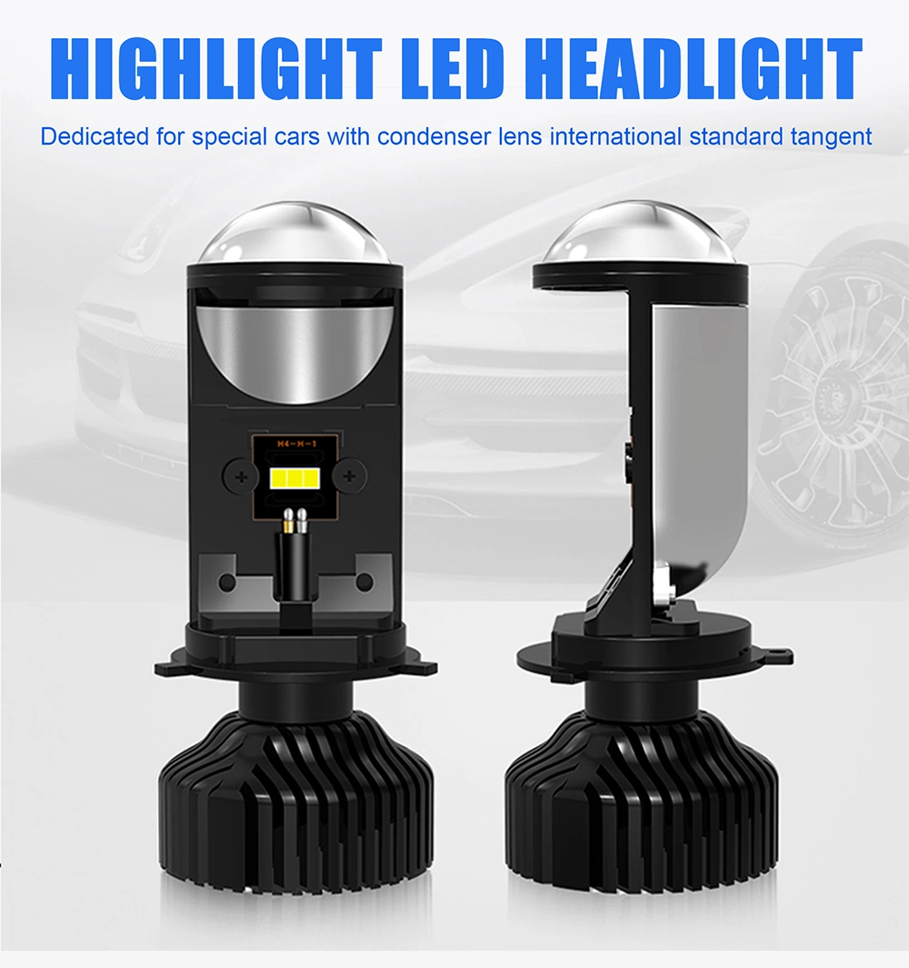 High Low Beam 6000K Auto Parts H4 LED Headlights Mini Projector Lens