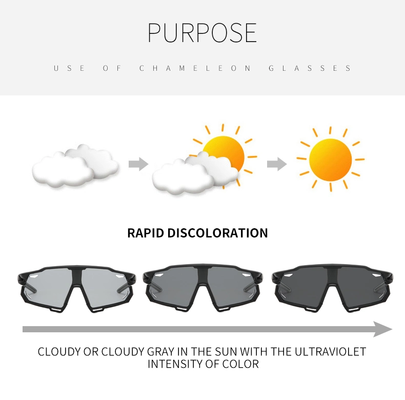 High Quality Cycling Men Women UV400 Sports Photochromic Sunglasses with Accessories