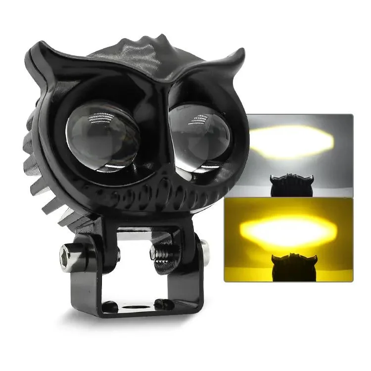 New Owl High Low Beam Yellow White Spot Projector Lens Dual Color Mini Driving