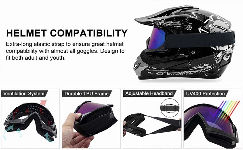 Motorcycle Goggles Eyeglasses Heart Helmet Goggles Tear off Lens