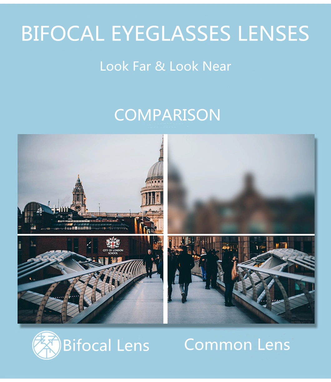 Middle Index 1.56 Flat Top Bifocal UC Lens FT-28 Uncoated Eyeglasses Lens