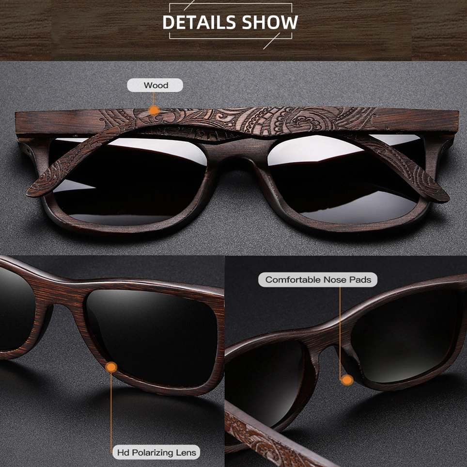 Hot Glasses for Men and Women Personality Polarized Customized Sunglass Female Bamboo and Wooden UV400 Fashion Sunglasses