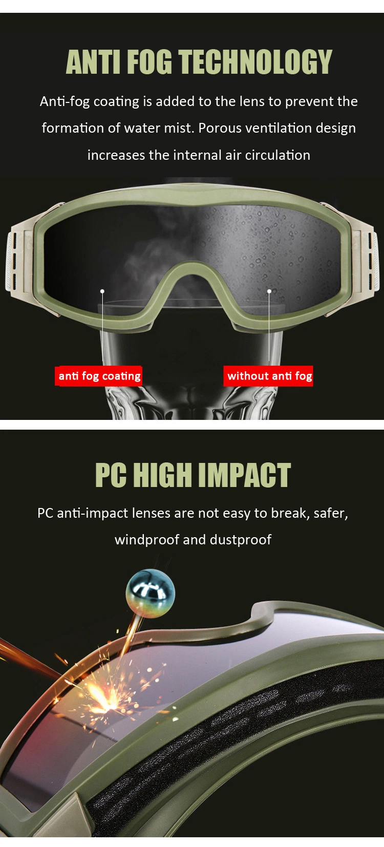 Hot Selling Anti Dust Tactical Ballistic Goggles Outdoor Combat Eyewear Shooting Glasses