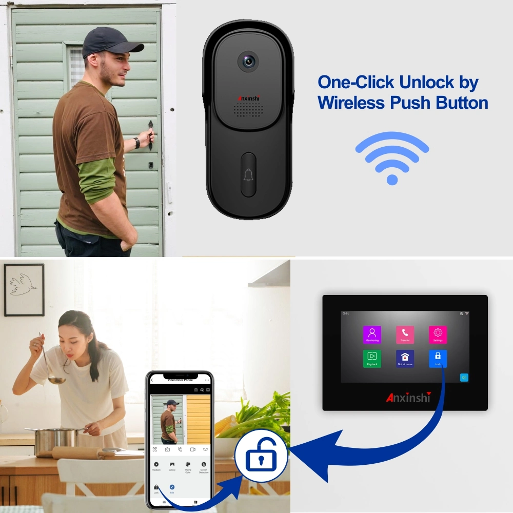 Anxinshi 1080P WiFi Doorbell Intercom Electronic Doorman Camera 7-Inch Tuya Smart Video Door Phone System