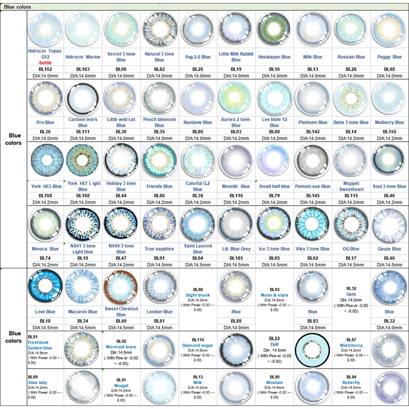 OEM Natural Blue Color Contacts Yearly Use Eye Lenses High Quality Prosthetic Contact Lenses for Eyes