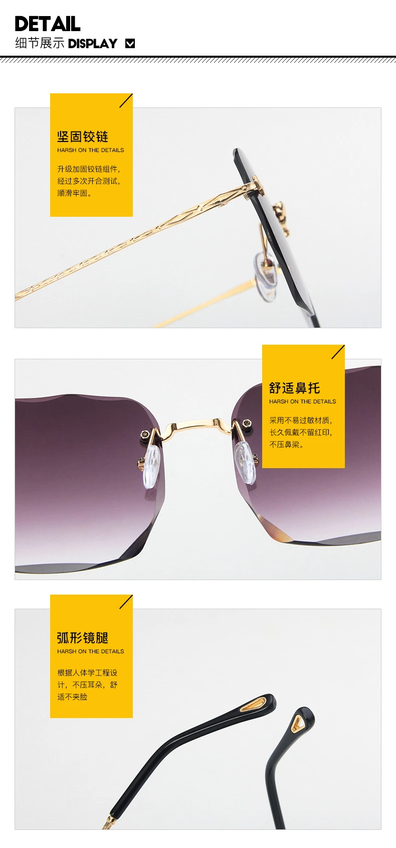 High Quality Logo Borderless Women Retro UV Resistant Metal Silicone Fashion Eyeglasses