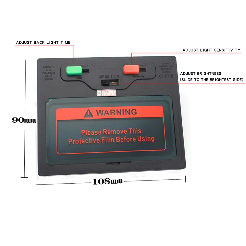 CH-794 Welding Lens 1/1/1/2 Automatic Darkening 4 Sensor Replaced Battery 110*90*10mm Dark Shade 5-8/9-13