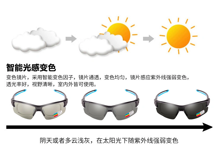 Logo Print Clear Interchangeable Lens Photochromic Cycling Sunglasses