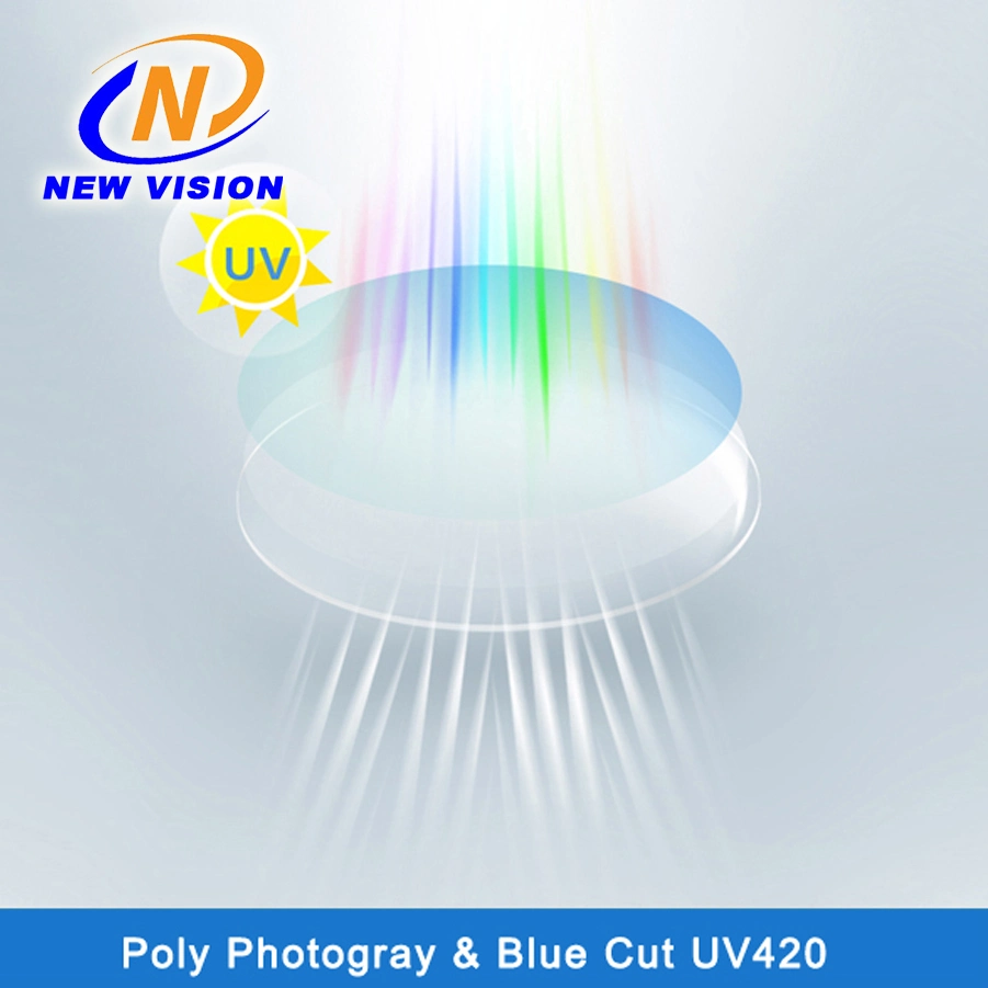 Finished PC / Poly Blue Cutting UV++ Photogrey/ Hmc/ Optical Lens